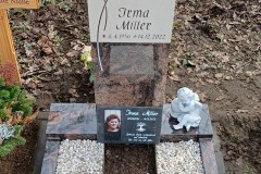 Sassenberg, Urnengrab mit Stele, Pusteblume, Einfassung, und vertiefter Schrift