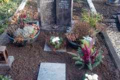 Hohne, Doppelgrab mit Ornament, Laterne und Trittplatten