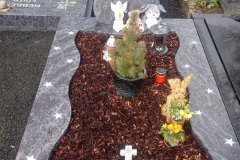 Lengerich, Einzelgrab mit Sterne, Mond, Schmetterlinge auf Platte und Einfassung