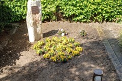 Greven, Grabstein mit Bronzetafel, Laterne