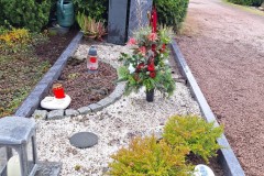 Warendorf-Einzelwahlgrab-Orion-Black-Granit-mattschliff-Ornament-Baum-mit-Tauben-vertieft-eingearbeitet-Ornament-Kreuz-vertieft-Einfassung-Orion-Granit-mit-mattschliff